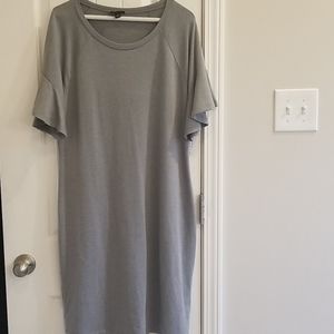 NWT Flutter sleeve gray midi dress